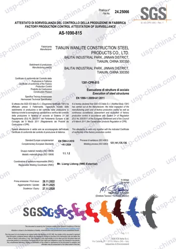 EN 1090-1 surveillance certificate