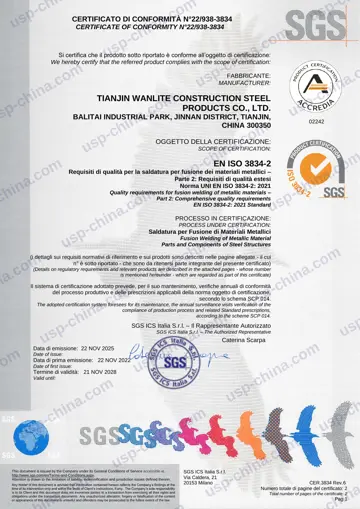 EN ISO 3834-2 certificate