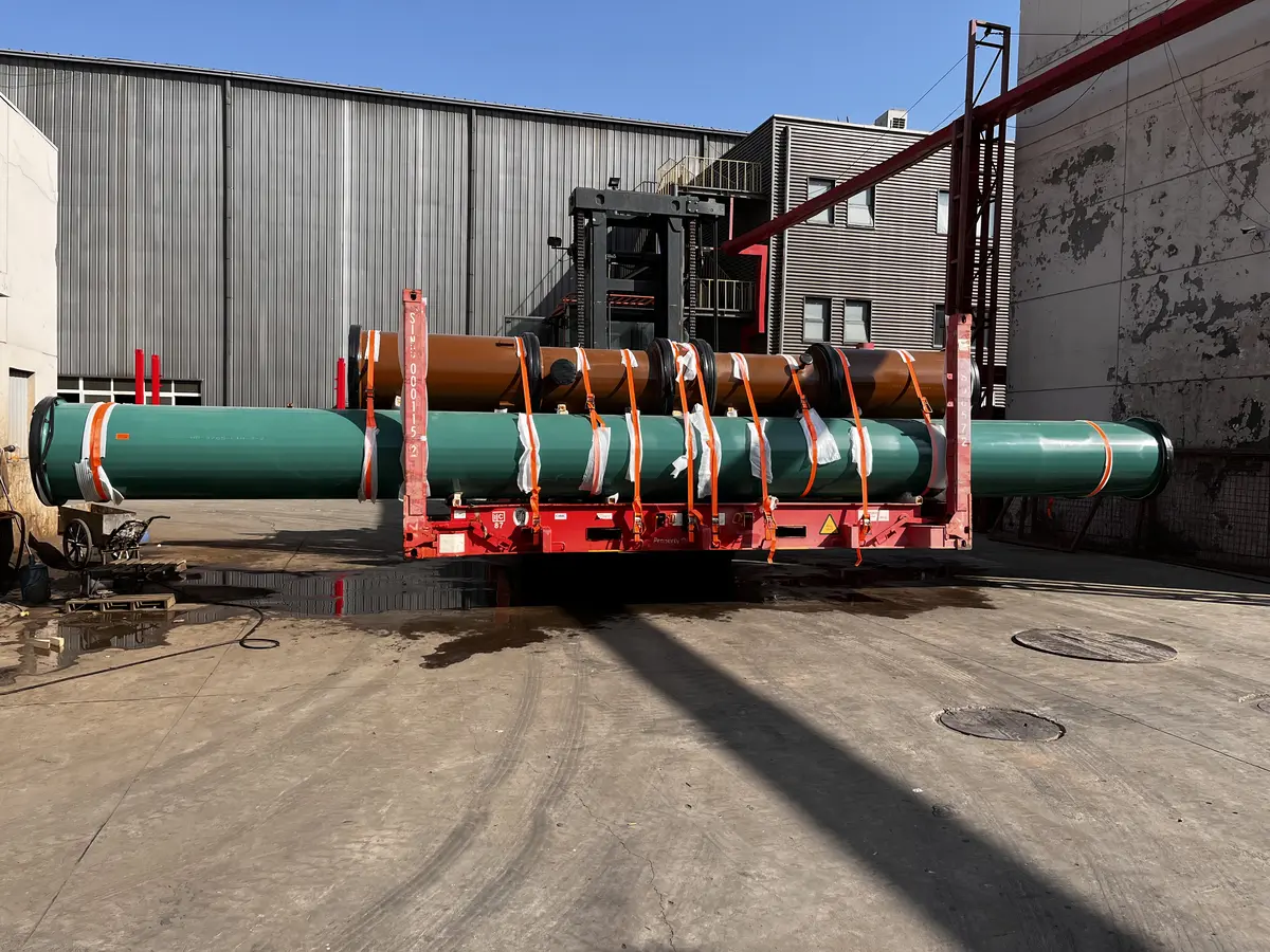 Large bore coated pipe